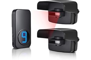 Driveway Alarm Motion Sensor, Bistee 600FT Range Wireless Driveway Alarm Outdoor Weather Resistant - Home Security Alert System Infrared Monitor & Protect Outside Property - 1 Receiver & 2 Sensors