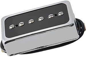 LAMSAM P90 Tone Pickup, Humbucker-sized Single Coil Neck Position Pick-up Loaded Alnico V Magnets, as Replacement Parts for Standard-Humbucker Pickup on Electric Guitar, Chrome-90VN