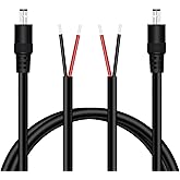 Fancasee DC Power Pigtail Cable, 2-Pack 16AWG 5.5mm x 2.5mm DC Barrel Male Plug Jack Connector to Bare Wire Power Supply Adapter Repair Cord for CCTV Surveillance Security Camera LED Strip, 3FT