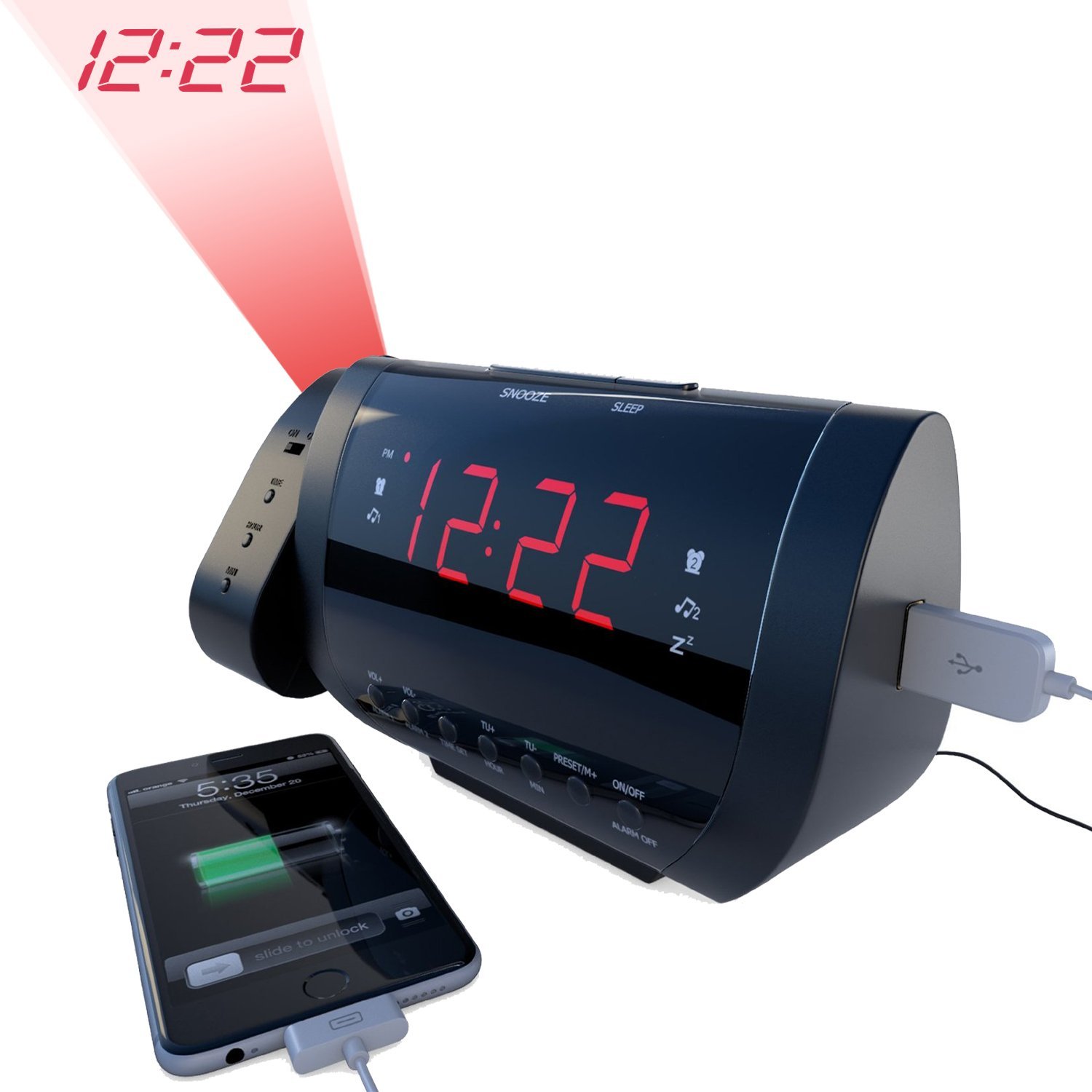 Rated Best Alarm Clock Radio With Time Projection Usb Charger For Smartphones.. 17 610NEJUub9L
