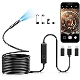 Vorth Endoscope Camera with Light, 1920P HD Borescope with 8 LED Lights, 16.5 FT Semi-Rigid Snake Inspection Camera, IP67 Waterproof Drain Pipe Borescope Mens Tool for iOS and Android