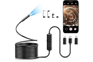 Vorth Endoscope Camera with Light, 1920P HD Borescope with 8 LED Lights, 16.5 FT Semi-Rigid Snake Inspection Camera, IP67 Waterproof Drain Pipe Borescope Mens Tool for iOS and Android