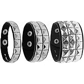 Punk Leather Cuff Bracelet Set - 3PCS Gothic Spike Rivet Wristbands, Adjustable Rock Bracelets for Men & Women, Retro Studded Jewelry for Goth Outfits
