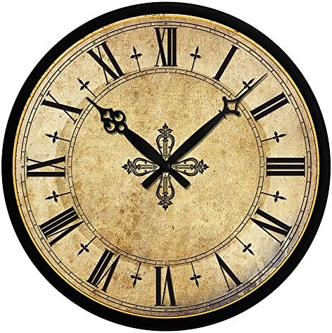 Muktat_ Vintage Wooden Wall Clock Large Shabby Chic Rustic Kitchen Home Antique Style