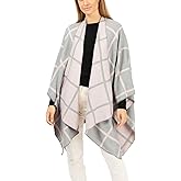 Women's Shawl Wrap Poncho Ruana Cape Cardigan Sweater Open Front for Fall Winter Spring