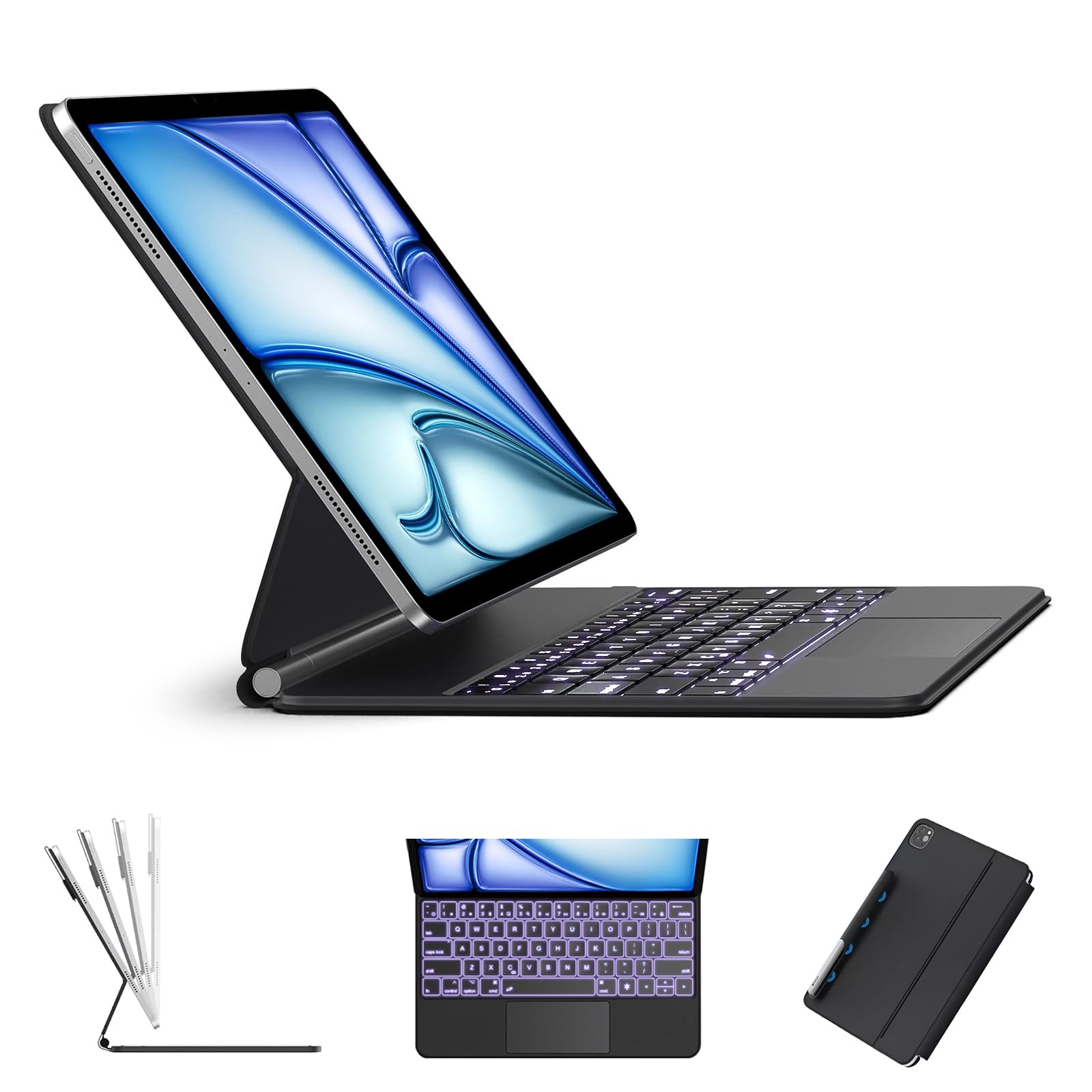 Photo 1 of Magic Keyboard Case for iPad Pro 11-inch (2024 M4) Pro 11(5th Gen)-Backlit Keyboard with Multi-Touch Trackpad, Magnetic Apple Pencil Holder,Adjustable Floating Stand, Protective Cover