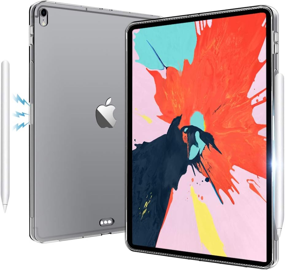 HBorna Case for 3rd Gen iPad Pro 12.9 inch Clear Soft TPU Back Cover, [Support Apple Pencil Charging] Transparent Silicone Case Compatible for New All-Screen iPad Pro 12.9'' (2018 Release)
