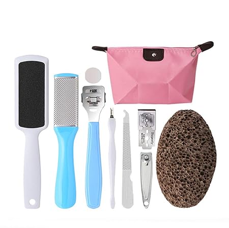 10 Stück Fußpflege Set Persönliche Nagelpflege Professionell Fußpflege Peeling Tote Hautschaufel passend für Zuhause und Reis