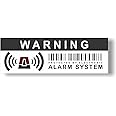 12 x Security Alarm Warning Sign Stickers - for Internal and External use - Protection for Home, car. - Weatherproof - Size: 4,1 x 1,4 in - Warning - Protected by Electronic Alarm System
