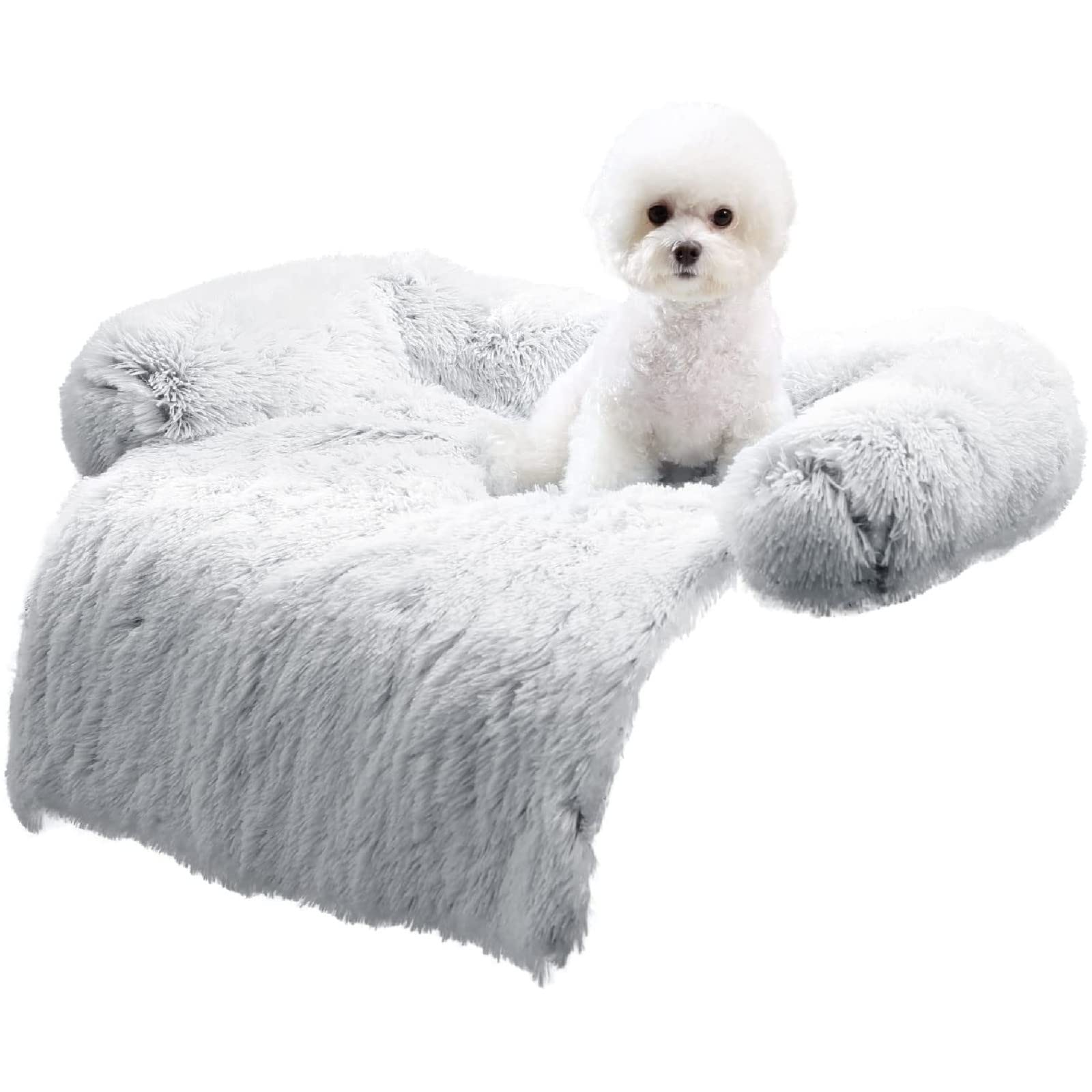 ANWA Soft Plush Dog Sofa Bed - Furniture Protector Cover Mat, Washable Couch Cushion 77x77x16cm