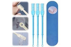 SICOSPI 2 in 1 Nasal Hair Cutter, Double Sided Nose Hair Knife, Rotating Nasal Hair Razor Cutter with Ear Picker for Women and Men, 360 Degree Rotating Manual Nose Hair Trimmer (Blue-3pcs)