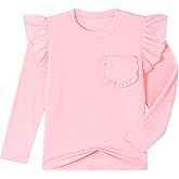 LIFAky Toddler Long Sleeve Fall Shirts for Girls Size 3-7 with Ruffle Top