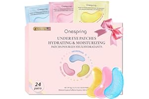 Onespring Eye Masks (24 Pairs), Caffeine, 24K Gold and 1% Retinol Under Eye Patches for Puffy Eyes, Dark Circles & Fine Lines