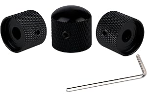 Gutahare 3Pcs Dome Black Guitar Knobs Metal Volume Tone Speed Control Knobs for Fender Strat Telecaster Gibson Les Paul Guitar Bass Accessories (Matte Black)