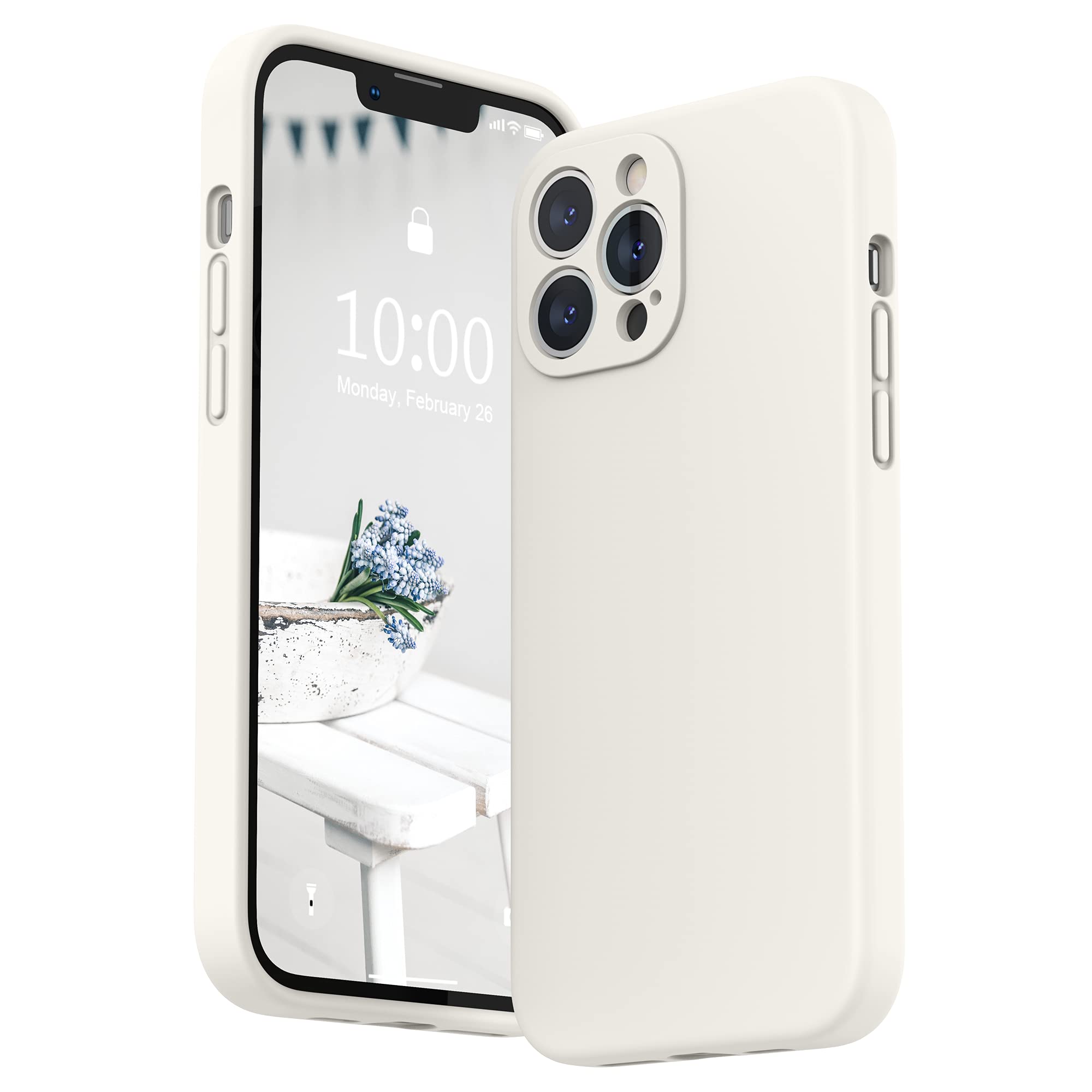 SURPHY Compatible with iPhone 13 Pro Max Case with Screen Protector, Liquid Silicone Protection for Each Lens Shockproof Thickened Rubber Cover for iPhone 13 Pro Max 6.7 inch 2021, White — image 1