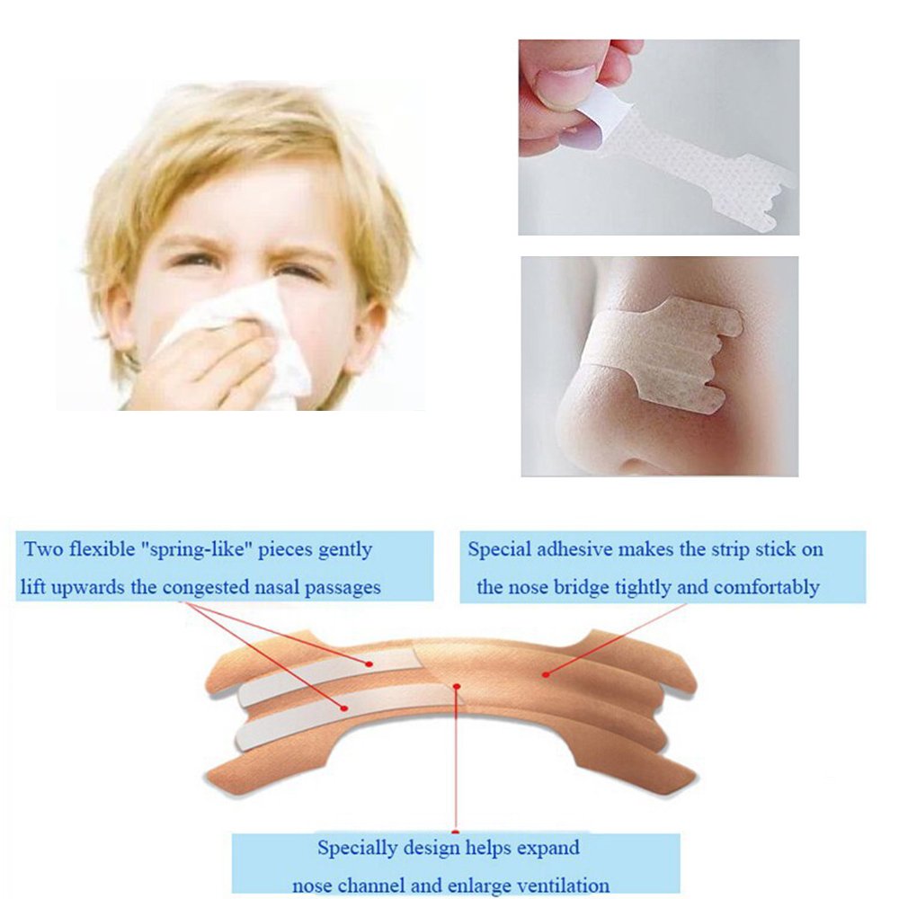 JERN 30 Natural Drug-Free Kids Better Breath Nasal Strips for Nasal Congestion, Allergy, Cold, Flu, Sinus, Stuffy Nose, Snoring, Deviated Septum, Sleep Aid, Athletic Performance - Ages 5 and Above