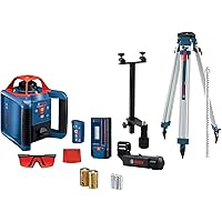 BOSCH REVOLVE900 GRL900-20HVK Exterior 1000ft Range Horizontal/Vertical Self-Leveling Cordless Rotary Laser Kit with Tripod, 
