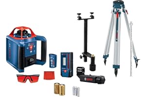 BOSCH GRL900-20HVK REVOLVE Self-Leveling Horizontal/Vertical Rotary Laser Kit, Includes Tripod, Grade Rod, Receiver, 2 D Batteries, Carrying Case, & Accessories