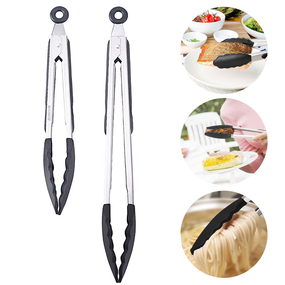 Aodoor pinzas cocina set de pinzas de color negro cm y 