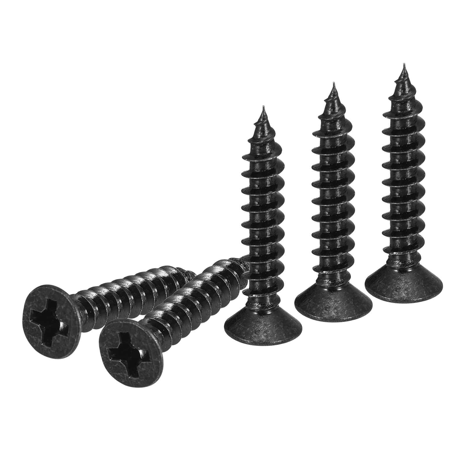 DTGN 200Pcs M3.5x20mm Flat Head Wood Screws, Carbon Steel Phillips Self Tapping Screws - Good for Woodworking, Furniture - Black — image 1