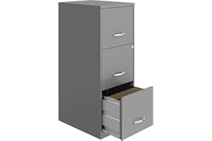 SPACE SOLUTIONS Hirsh Industries 3 Drawer Metal Vertical File Cabinet with Lock, Letter-Size, in Gray