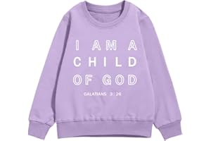 KEEVICI Boys I Am A God Child Of Jesus Sweatshirt Christian Graphic Faith Hoodies for Kids Bible Verse Religious Hoodie