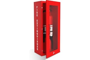 Avicenna Innovations Red Fire Extinguisher Cabinet – Heavy-Duty Steel Wall Mount Box with Magnetic Door | for 5-10 lb Extinguishers | Includes Sign, Inspection Cards & Security Seals