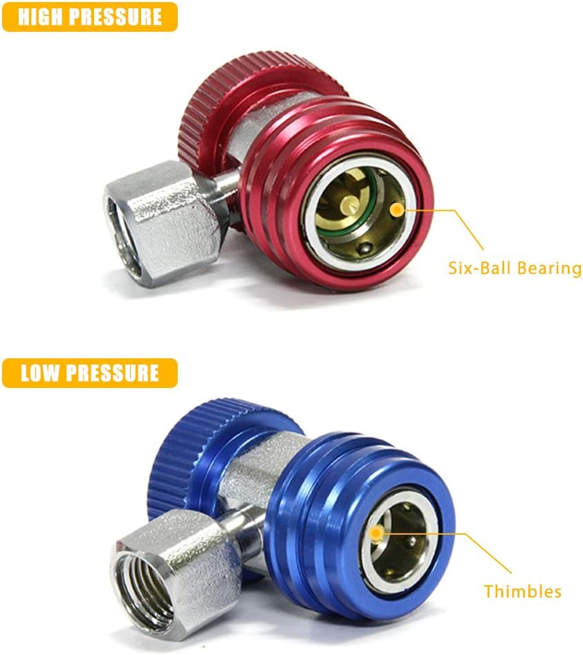 Apeixoto Adjustable R134A Adapater High Low AC Freon Mainfold Gauge Hose Conversion Kit 1/4 Inch SAE Quick Coupler Connector: Automotive