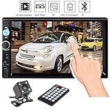 Double Din Car Stereo, Ewalite 7 '' inch Touch Screen In Dash Car Radio Receiver Audio Video Player Supports Bluetooth FM Mp3 MP5/TF/USB/AUX/Subwoofer with Rear View Camera + Remote Control