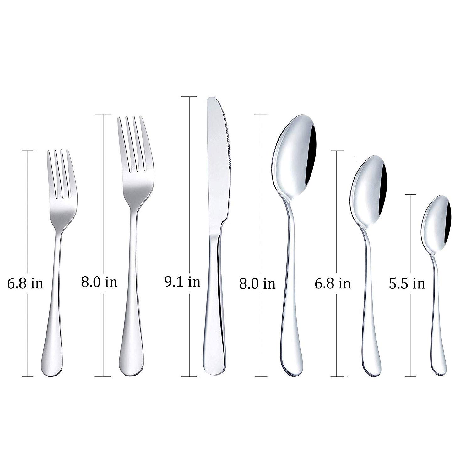 TaNaT Flatware Set Stainless Steel Silverware Cutlery Set Hostess Serving Set Include Knife/Fork/Spoon Polished,Solid, Durable for Parties, Weddings, Dinners, Events,24 Piece