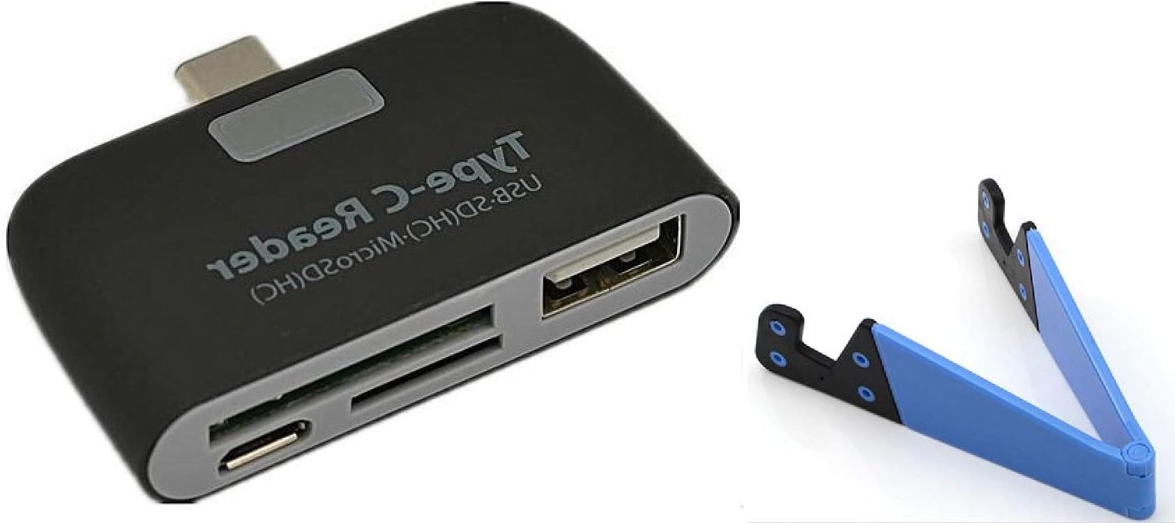 Easypro Combo of 4 in 1 USB 3.1 Type C Card Reader Connection Kit USB OTG Hub Adapter with Micro SD/SDHC TF Card Adapter & USB 2.0 Type-008 Card Reader with V Shape Holder for Mobile