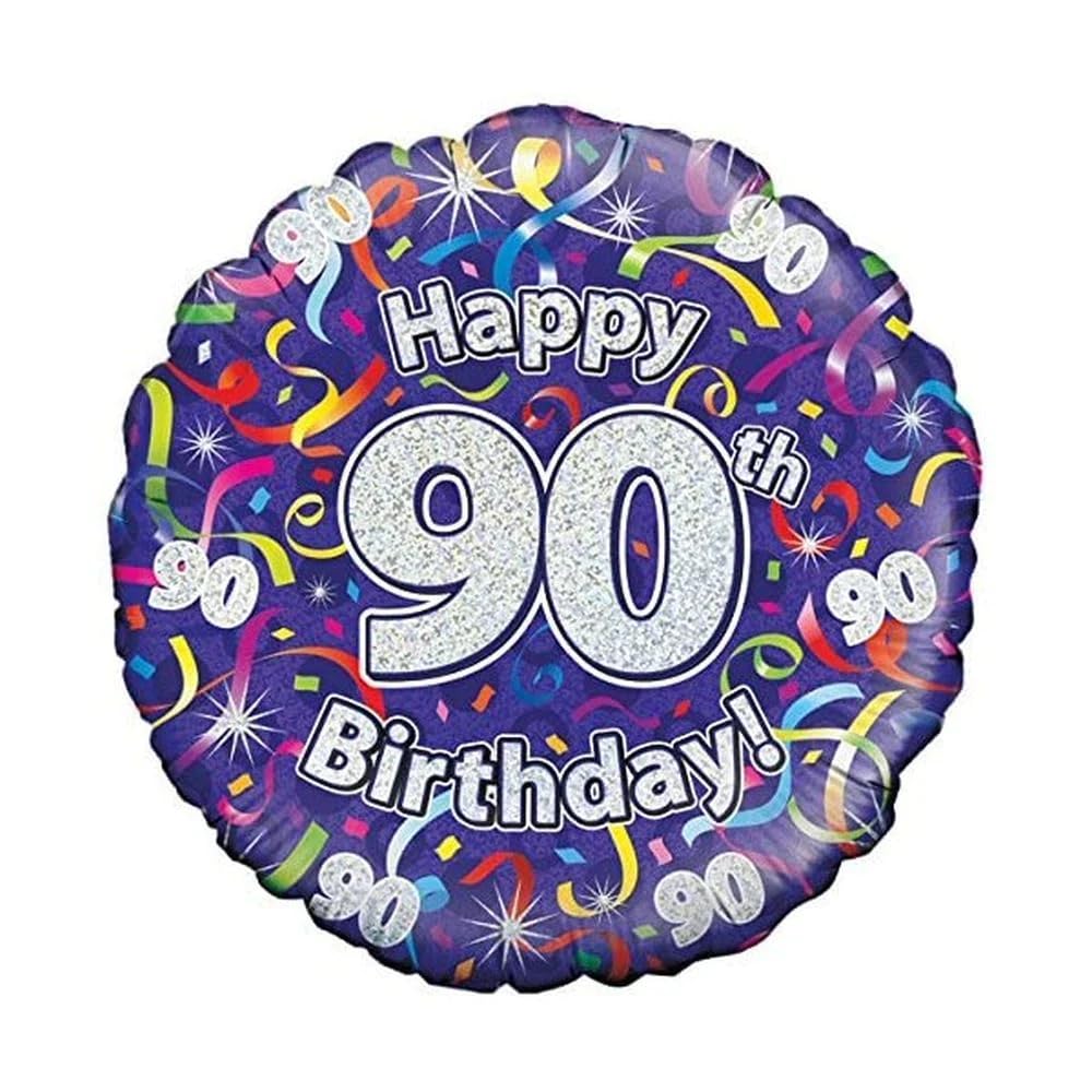 Oaktree UK Oaktree 18" 90th Birthday Streamers Holographic, Purple