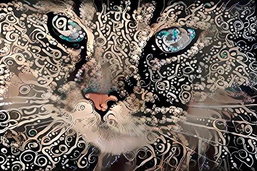 Long Haired Cat Portrait Fine Art Print - Abstract Wall Decor Poster 8.5 x 11