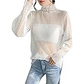 YEKEYI Women's Mesh Long Sleeve Tops Sexy See Through Tee Shirts Party Club Night Lace Blouse
