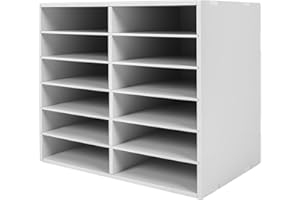 MhdunueSK Mail Sorter Desktop, White Student Mailbox for Classroom, 12 Compartments Literature Organizer, Sheet Sorter, Paper Organizer for Home School Office (12 Slots White)