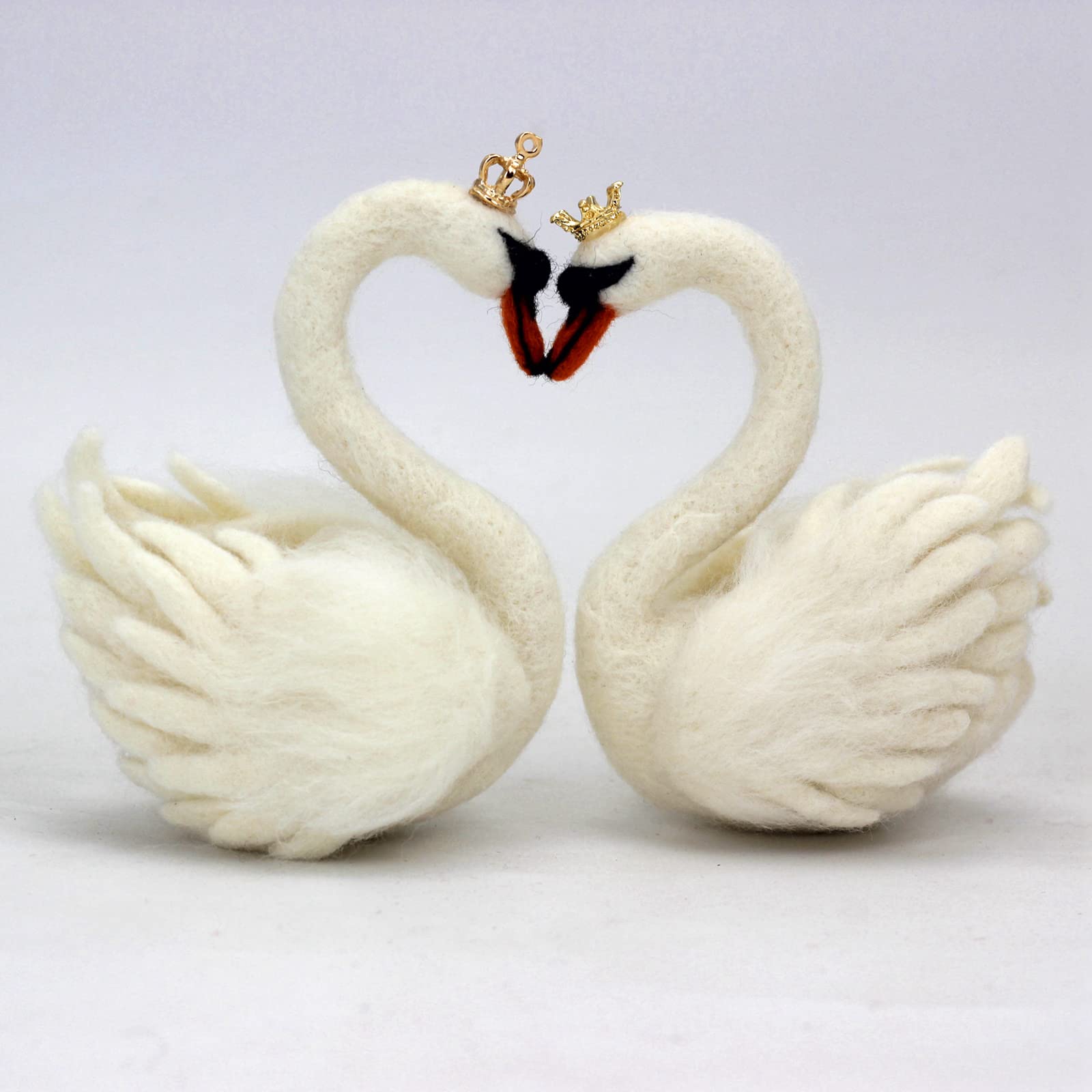 Feltsky 2 Pack Swan Needle Felting Kits for Beginners - Include Everything to Make - 12cm Height Craft Kit
