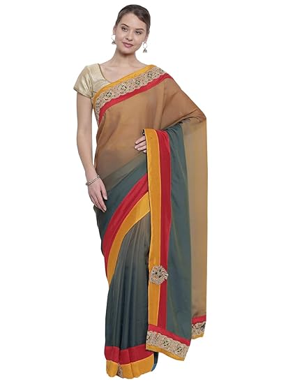 Embroidered Crepe Silk Saree (CCMYFS7616_Multi_Free Size)