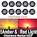 Ledvillage 10 Pcs 3/4 Inch Smoked Lens 5 Amber + 5 Red Light Clearance Bullet SMD Side Marker Lights Sealed Bulb Fits for Truck Trailer Pickup Sedan RV Bus 12V DC 3LED