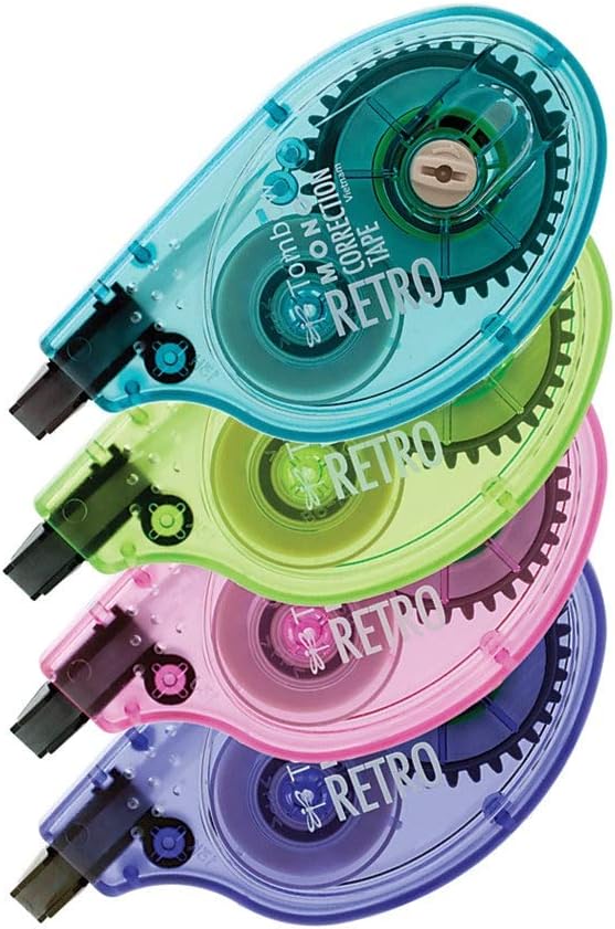 Correction Tape, 1/6"x394", 4/PK, White/Assorted Dispenser