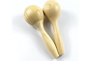 Xiuganpo Kid Wooden Maracas Comfortable Grip Clear Sound Unpainted Design for Percussion Ensembles Wood Material