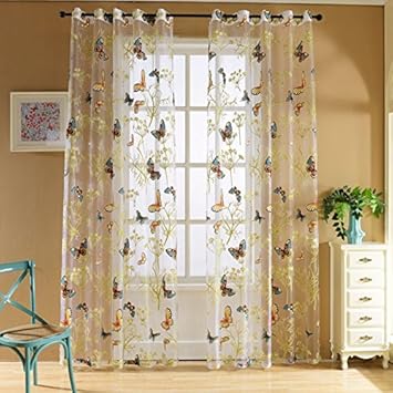 Hankyky Butterfly Curtains Screens Panel Window Valance Home