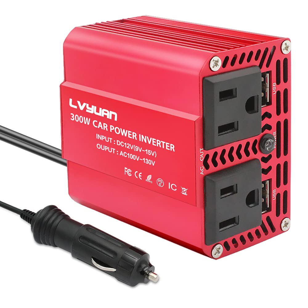 LVYUAN 300W Power Inverter DC 12V to 110V AC Car