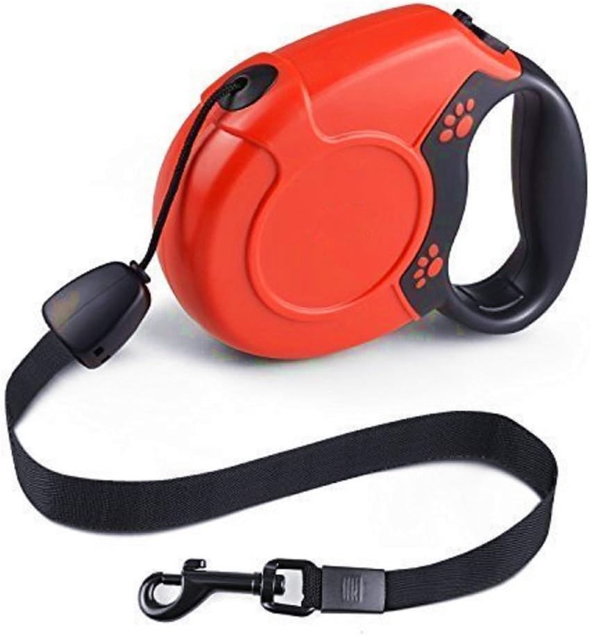 Retractable Dog Leads 26ft Pet Adjustable Leash for Small Medium Large Dogs Up to 49.8KG (Red)