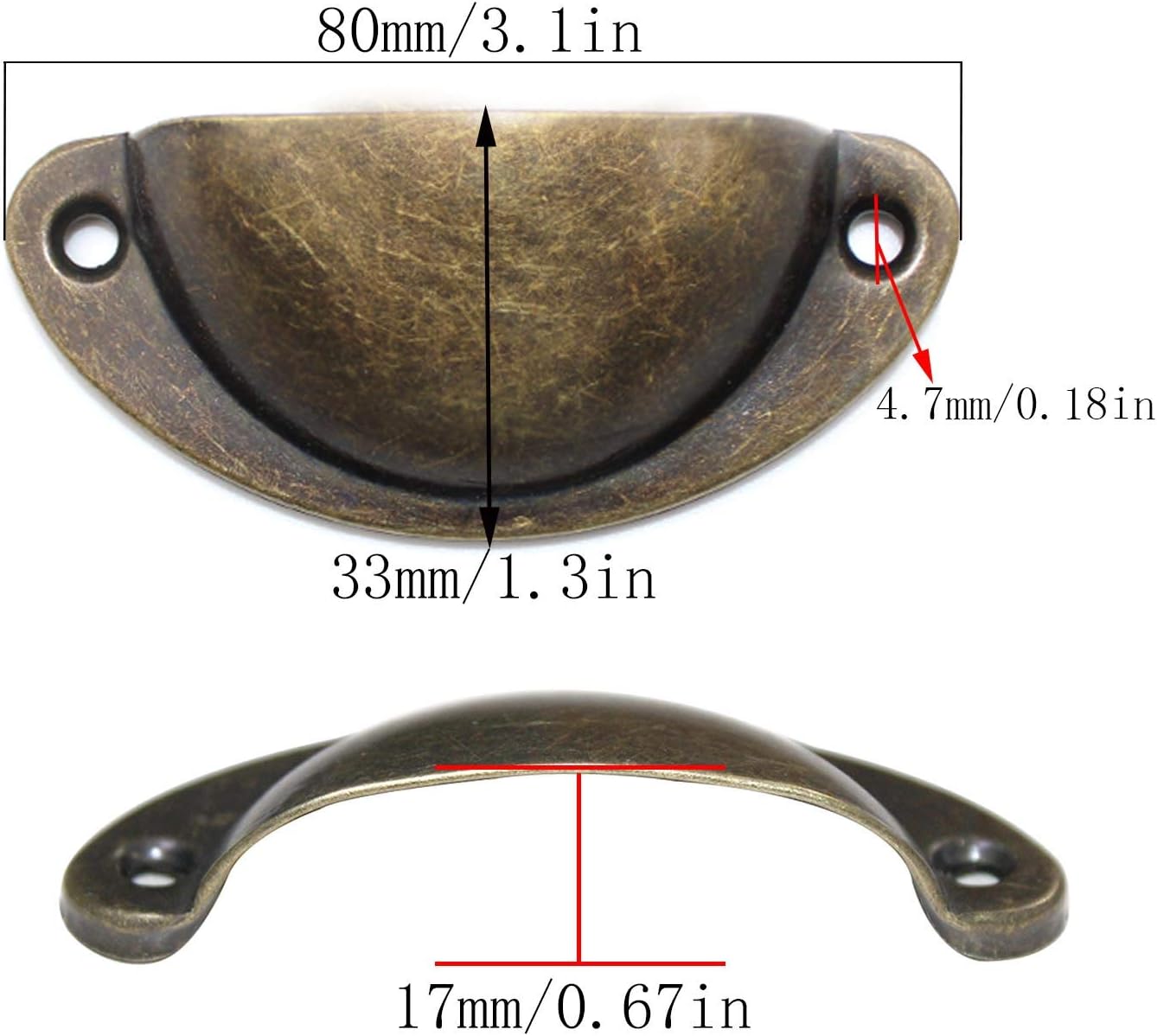 WJUAN 12 Pieces Shell Handle Drawer Handles Furniture Handles Vintage Antique Handles Half Circle with Retro Screw, for Cabinet Drawers Pharmacy Cabinet Accessories - Image 3