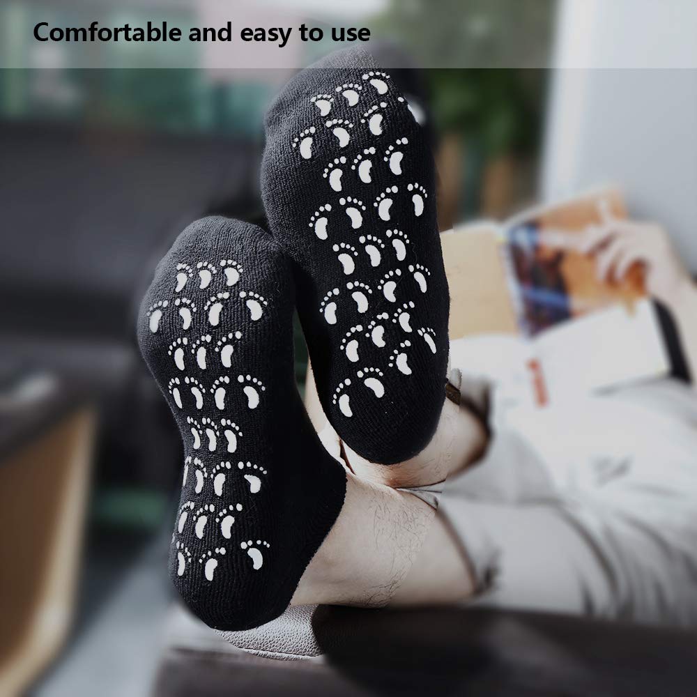 Large Men’s Moisturizing Gel Socks 2 Pairs Moisturize Soften Cracked Hard Dry Skin Repair Feet Heel Pedicure Personal Care All Day Night for US Men 10-15 : Beauty