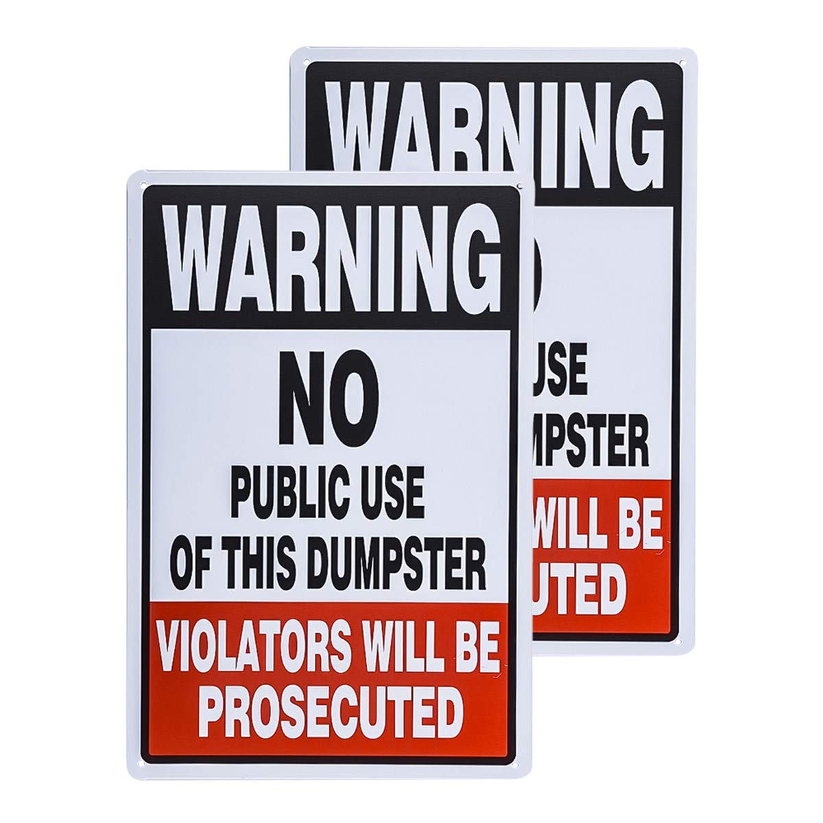 2 Pack Metal Warning Sign 8x12 inches Sign Warning No Public Use of Dumpster Sign