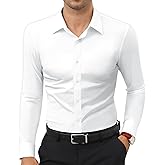 Lion Nardo Stretch Mens Dress Shirts Long Sleeve Slim Fit Dress Shirts for Men Muscle Fit Wrinkle Free Button Down Shirt
