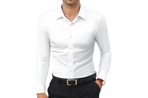 Lion Nardo Stretch Mens Dress Shirts Long Sleeve Slim Fit Dress Shirts for Men Muscle Fit Wrinkle Free Button Down Shirt