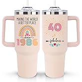 40th Birthday Gifts Women, Funny 1986 40th Birthday Gifts For Women Her, 40th Birthday Decorations For Woman, Turning 40 Year Old Bday Gifts for Woman, 40 and Fabulous 40oz Tumbler Cup Coffee Mug