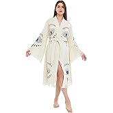 SECEL Evil Eye Kimono Robe for Women – Handmade Turkish Cotton, Lightweight Quick-Dry Beach Cover Up, Spa Bathrobe for Pool & Travel